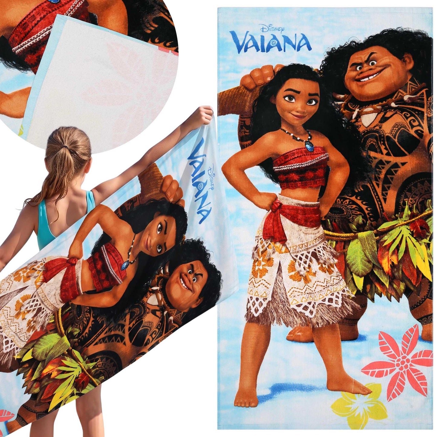 DISNEY Moana Quick-drying beach and bath towel, cotton 70x140 cm OEKO-TEX