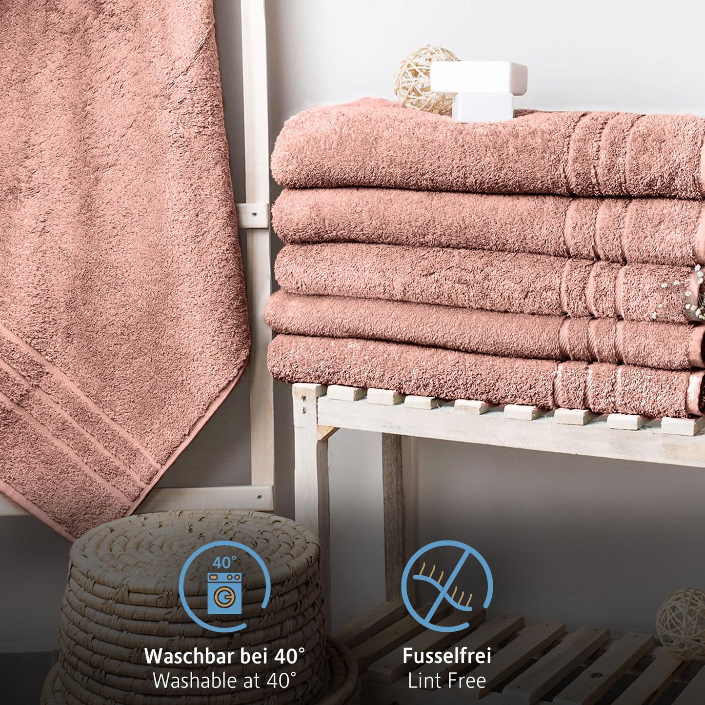 Komfortec Jumbo Bath Towels, 100% Cotton, Quick Dry, 80x200, Pink