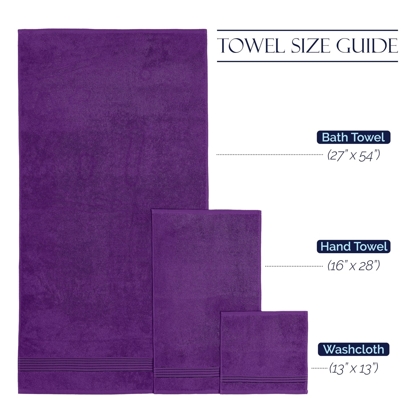 Elegant Comfort Premium Cotton 6-Piece Towel Set, Includes 2 Washcloths, 2 Hand Towels and 2 Bath Towels, 100% Turkish Cotton
