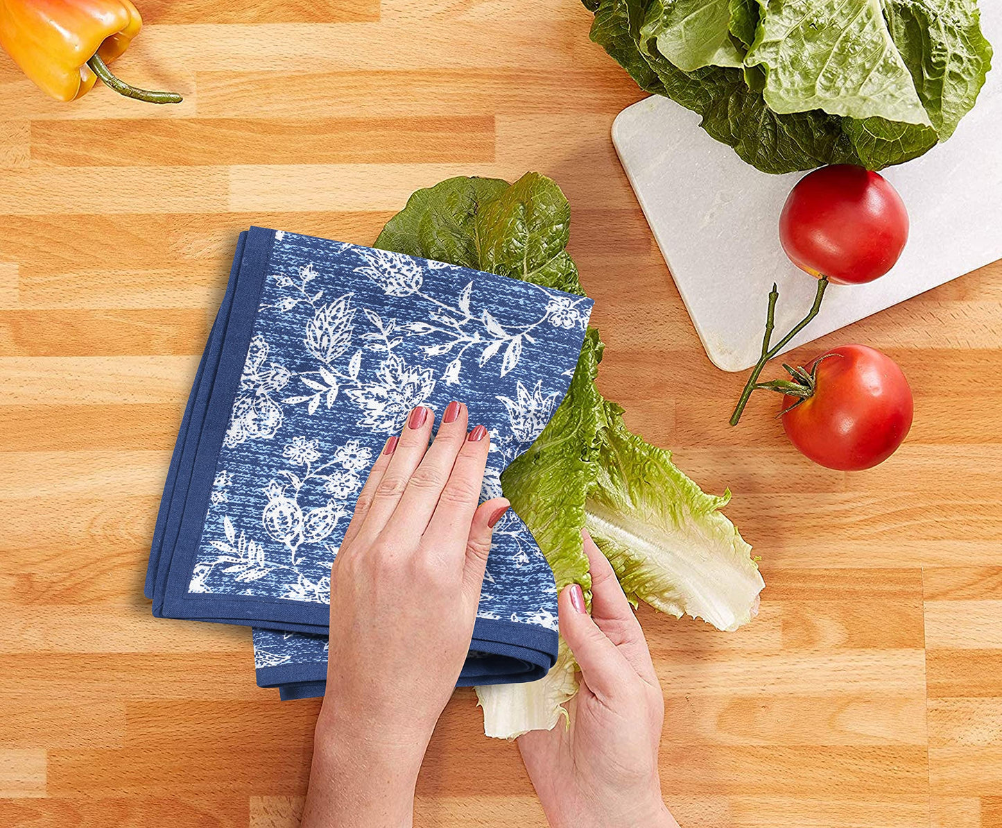 FINGERCRAFT Kitchen Dish Towels, 100% Natural Cotton, Set of 6 Multi-Purpose Kitchen Towels, Very Soft, Highly Absorbent
