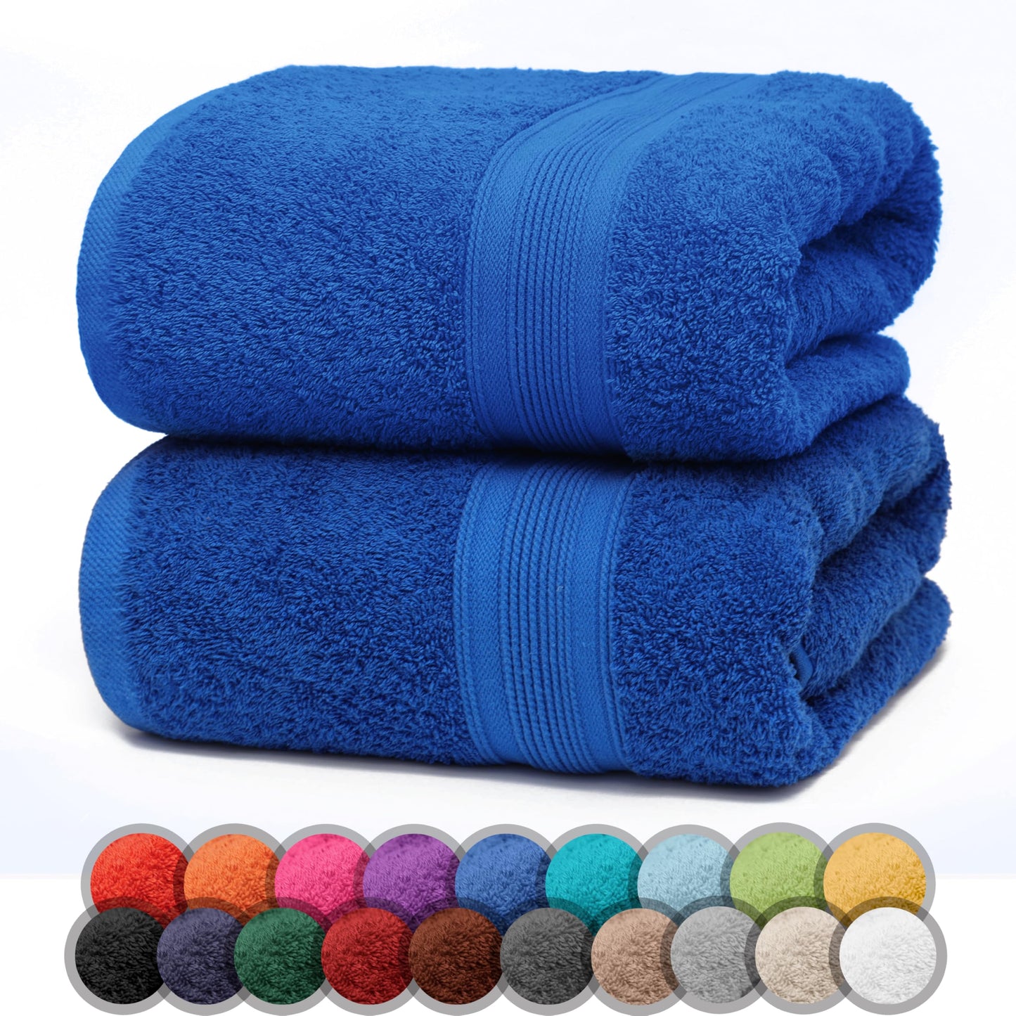 NatureMark Pack of 2 Bath Towels - 100% Cotton, 500 g/m² - Soft, Absorbent & Durable - For Home, Sauna & Travel - 70 x 140 cm, Royal Blue