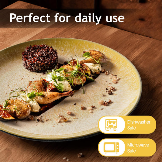 MIAMIO ? Set of 6, 21 cm Dinner Plates, Ceramic Plates, Kitchen Plates, Plate Sets ? Microwave Safe Plates, Oven and Dishwasher Safe ? Las Palmitas