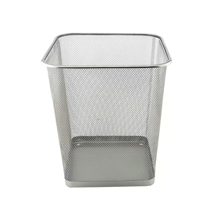 D.RECT Metal Mesh Waste Bin 18L – Silver Rubbish Bin for Office, Bedroom & Home – Durable Steel Frame, Breathable Mesh, Leak-Proof Bottom