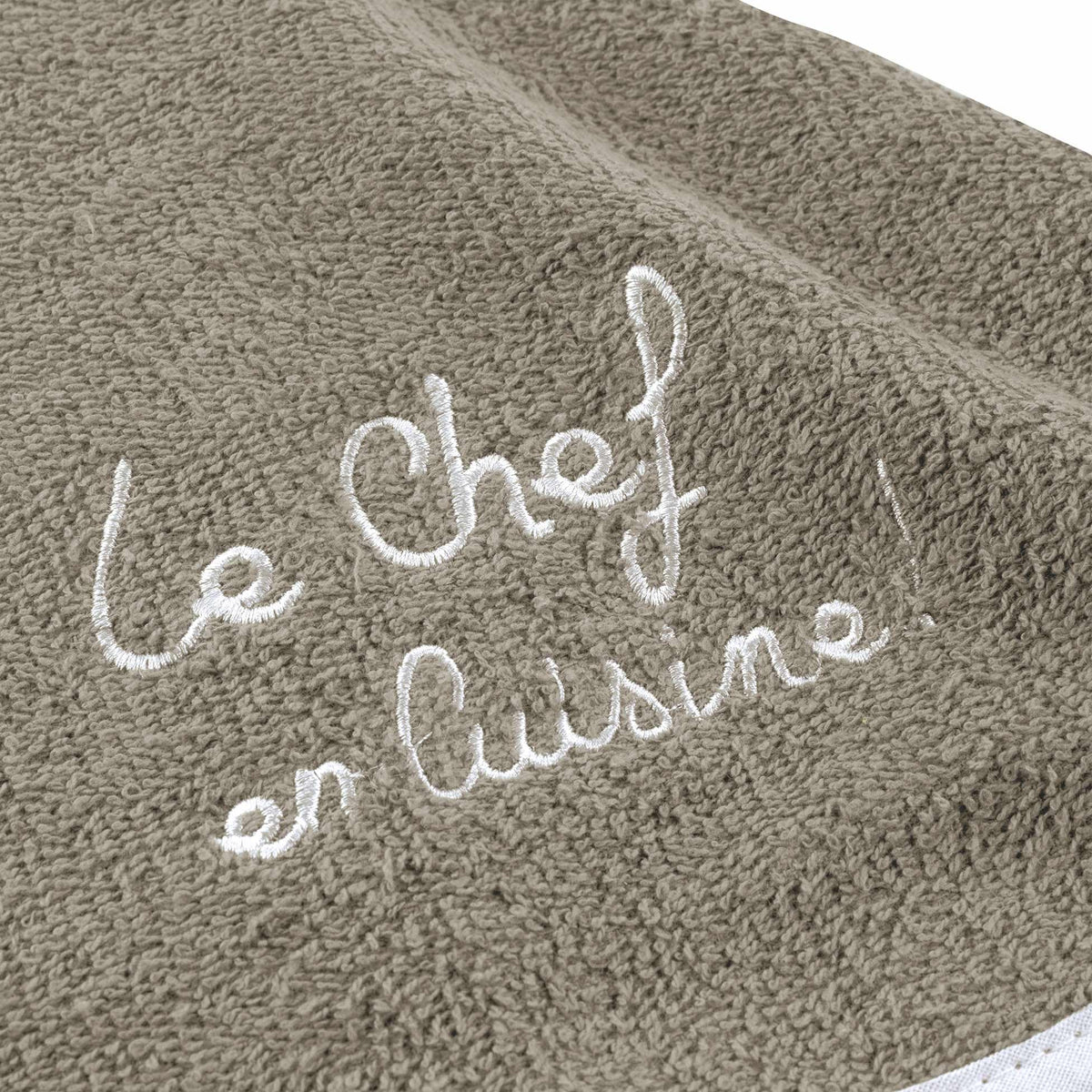 Douceur d'Intérieur, Cuistot Round Hand Towel Diameter 60 cm Linen, Embroidered Sponge