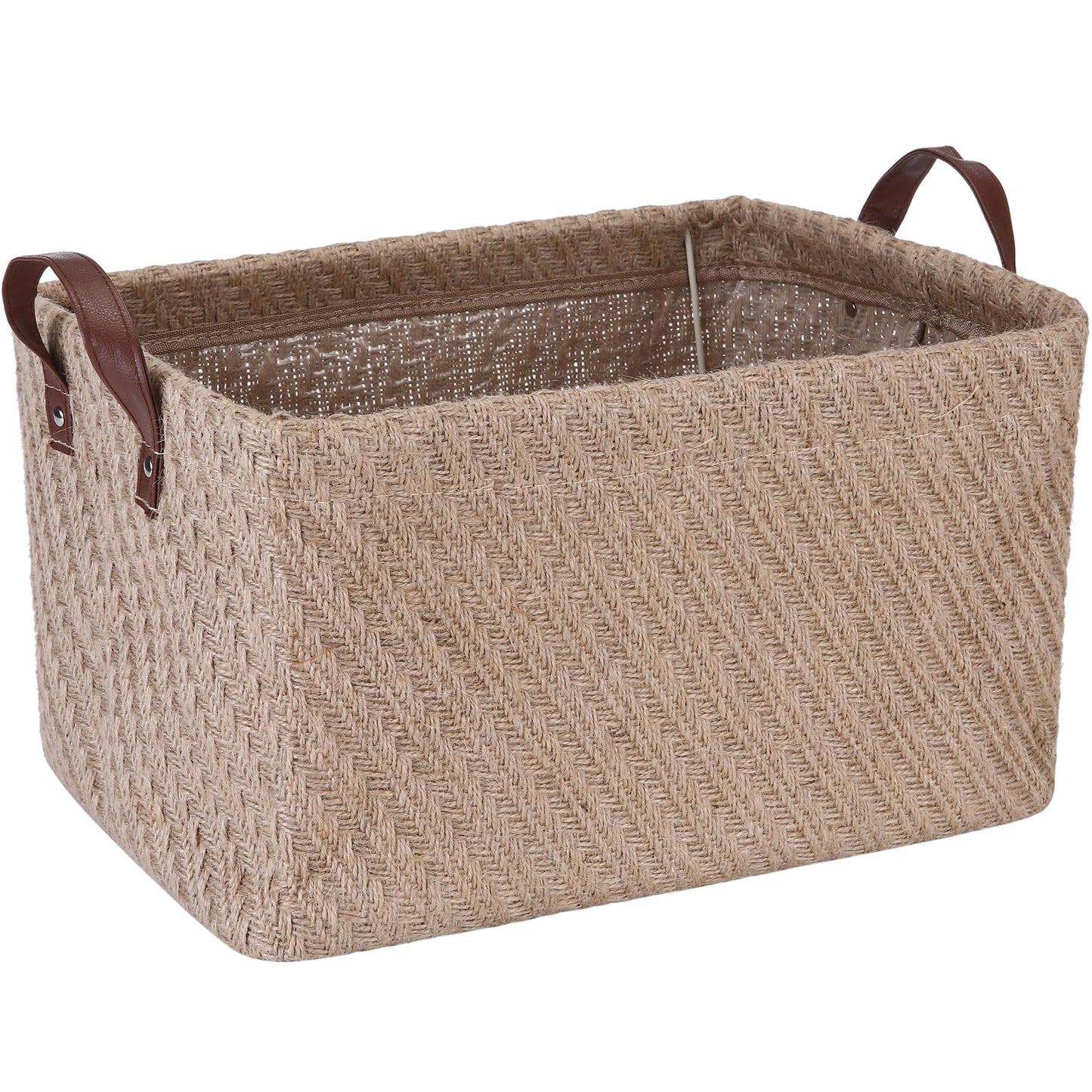 Sea Team Square Jute Storage Basket with Metal Frame 37x28x20cm