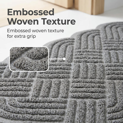 Shower Mat Non Slip Anti Mould, 44 x 74 cm 3D Woven Embossed Bath Mat with Drain, Soft PVC Loofah Shower Mats for Inside Shower, Wet Areas