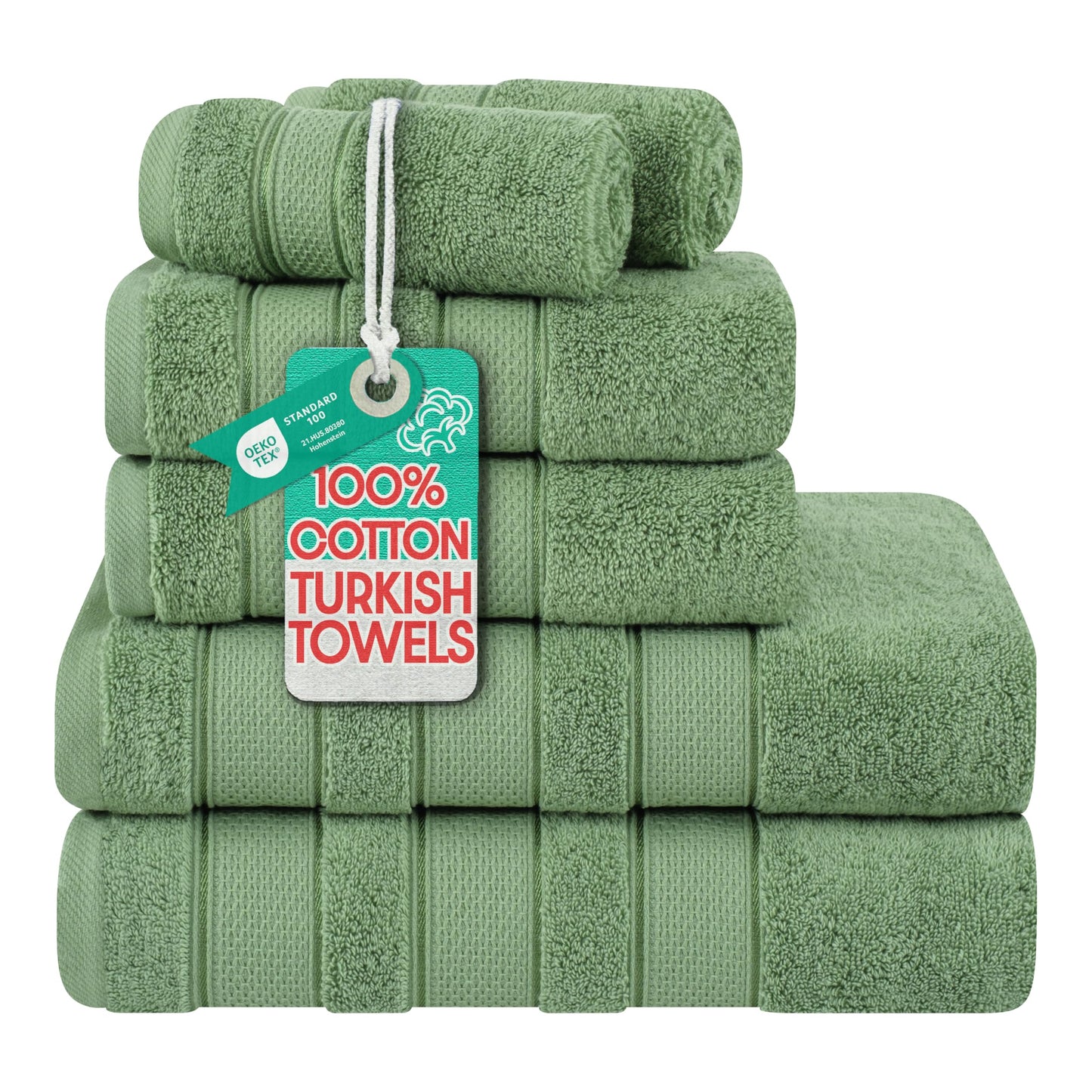 American Soft Linen Salem Bath Towel Set, 6 Piece Towels for Bathroom, 100% Turkish Combed Zero Twist Cotton