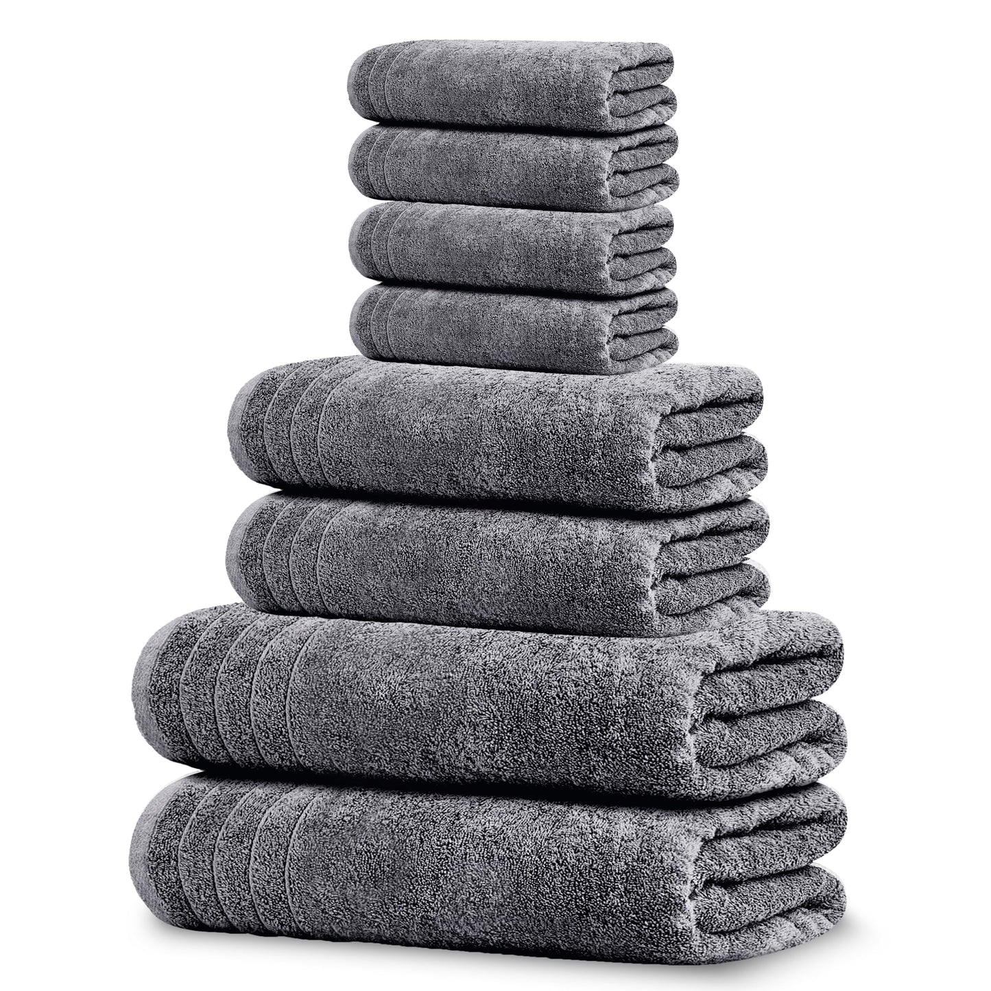 Tens Towels 8 Piece Towels Set, 2 Extra Large Bath Towels, 2 Hand Towels, 4 Washcloths, 100% Cotton, Lighter Weight, Quicker to Dry, Super Absorbent