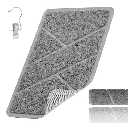 XIYUNTE Soft Shower Mat Non Slip Anti Mould, Loofah Bath Mat with Heat-Pressed Edging 60x40cm, INCL. Hooks for Drying