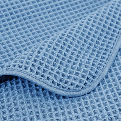 POLYTE Microfibre Oversize Quick Dry Lint Free Bath Towel, 152 x 76 cm, 4 Pack (Blue, Waffle Weave)