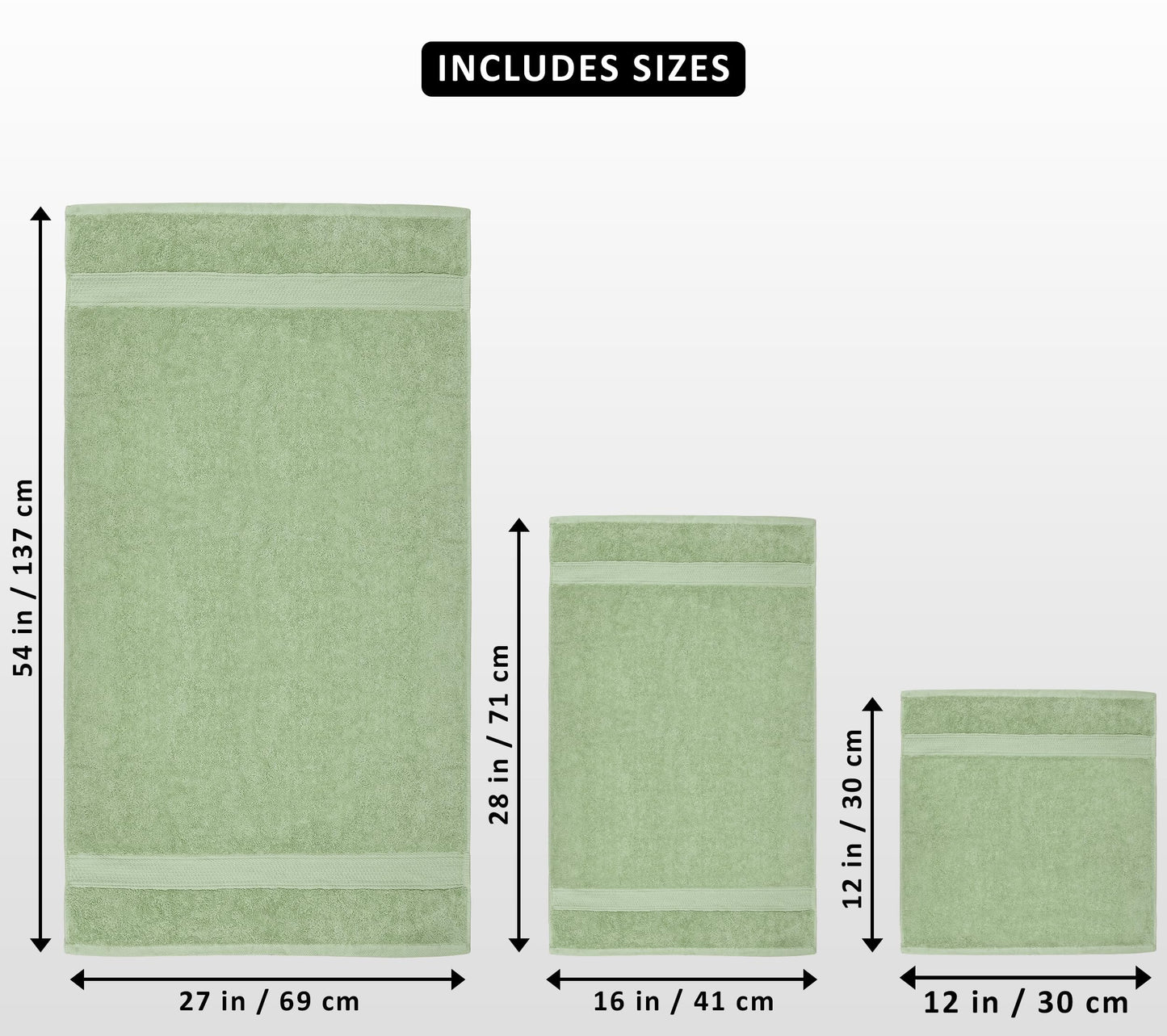 Utopia Towels 8 Piece Towel Set - 2 Bath Towels, 2 Hand Towels and 4 Washcloths Cotton Hotel Quality Super Soft and Highly Absorbent (Sage Green)