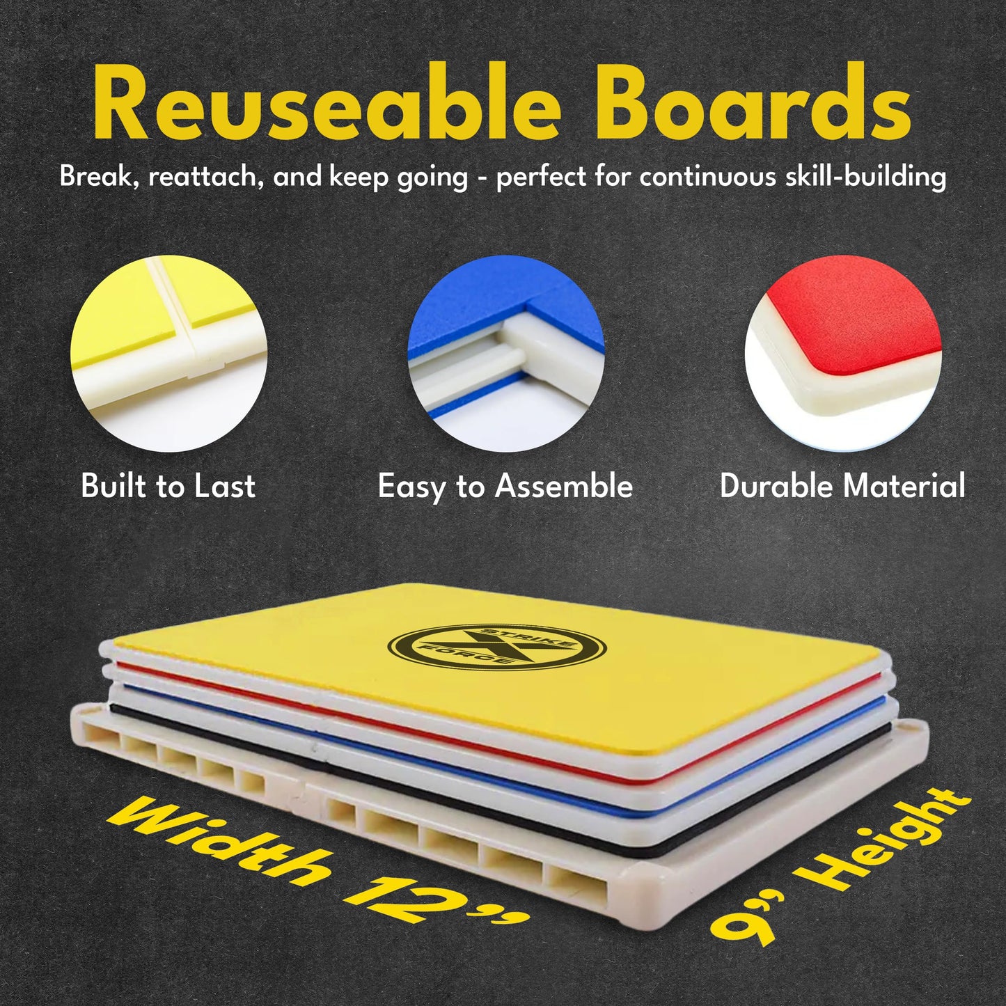 STRIKEXFORCE Rebreakable Punching Boards, Taekwondo Karate and Martial Arts Board, Karate Breaking Board for Kids and Adults, Boxing Equipment and