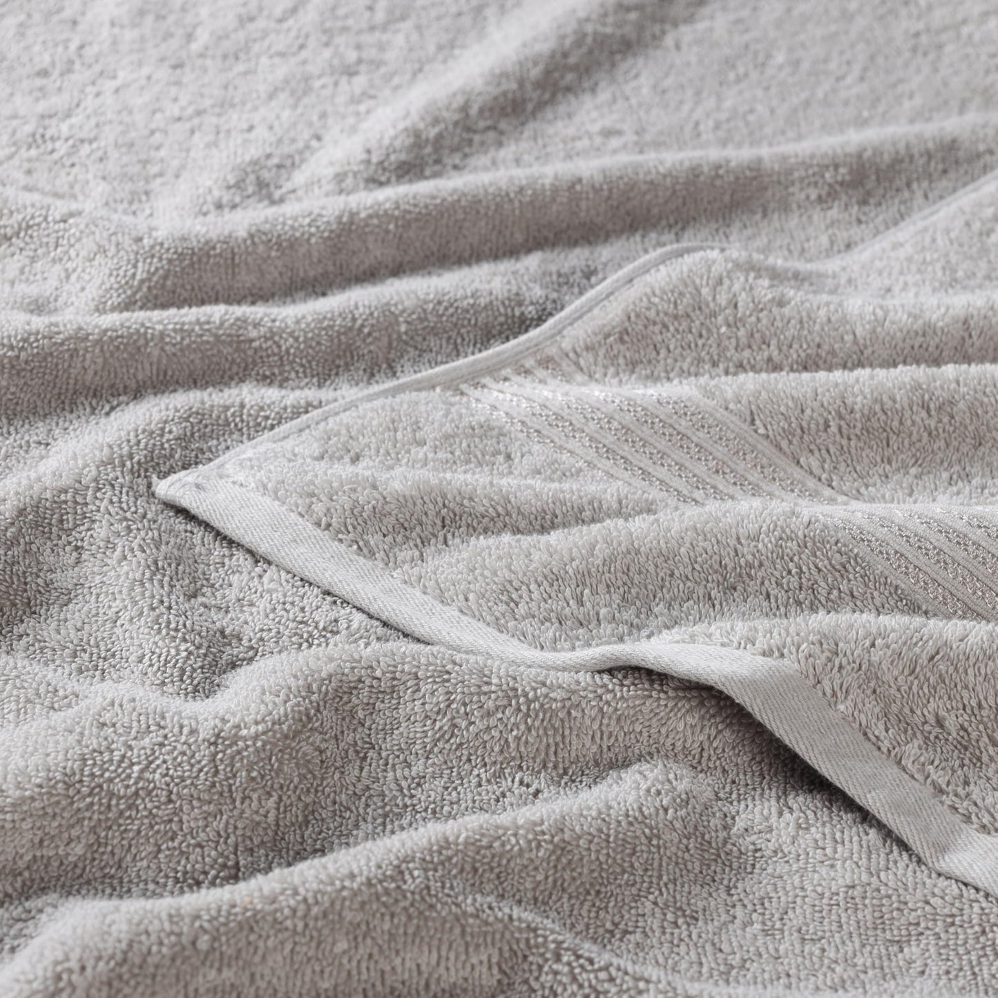 Superior Luxurious Soft Hotel & Spa Quality Washcloth Face Towel Set of 10, Made Long-Staple Combed Cotton - Silver, 13" x 13" each