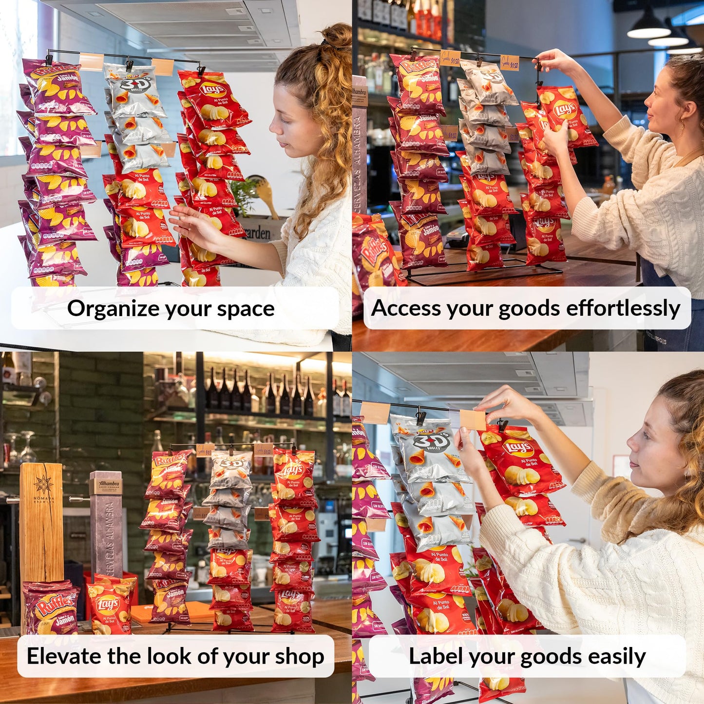 ODOXIA Chip Rack Display Stand | Candy Display for Countertop | Snack Holder for Chips and Snacks | Organize Your Space