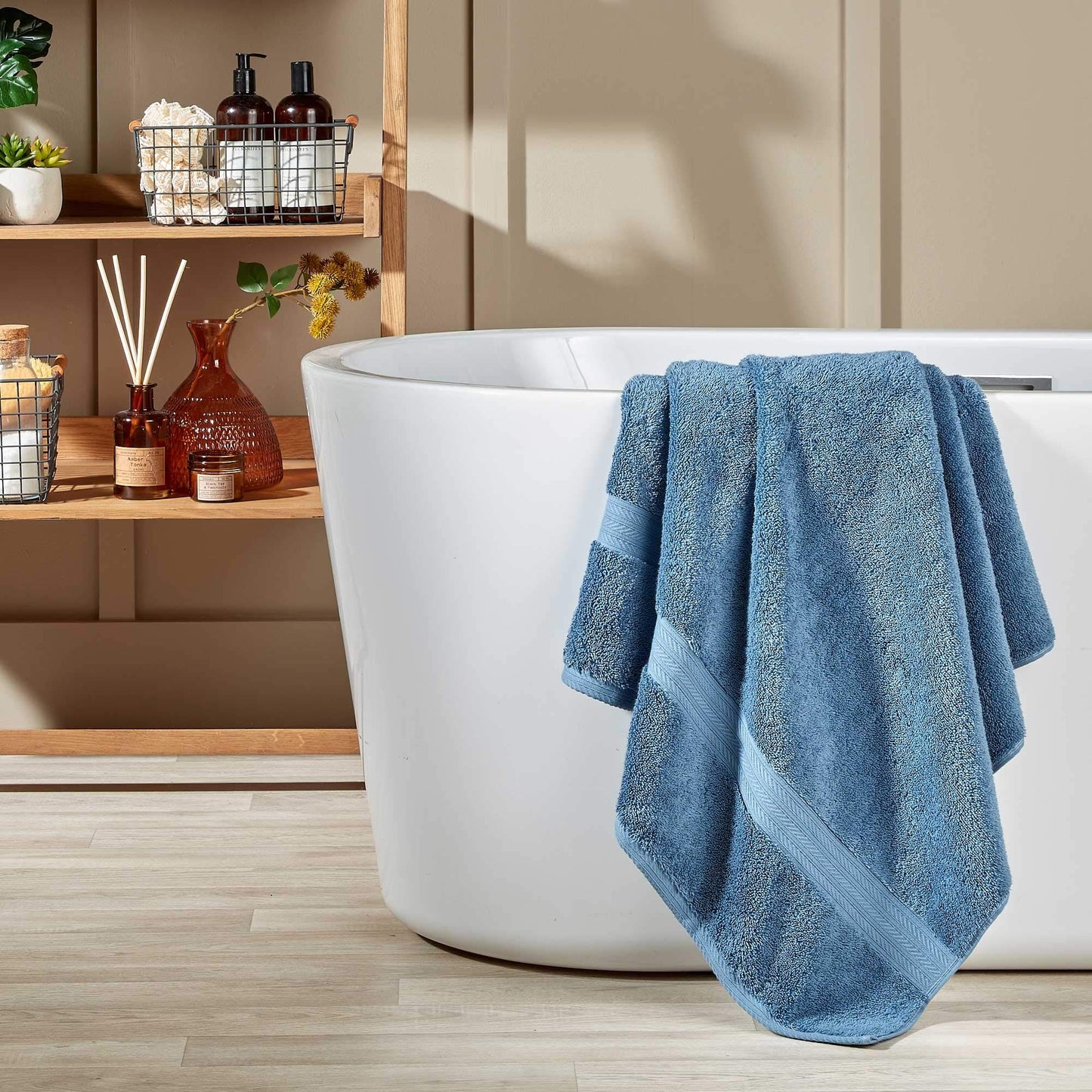 Christy Renaissance 2 Hand Towels Set | Denim Blue | 100% Egyptian Cotton Pile | Luxuriously Soft and Super Absorbent | 675 GSM