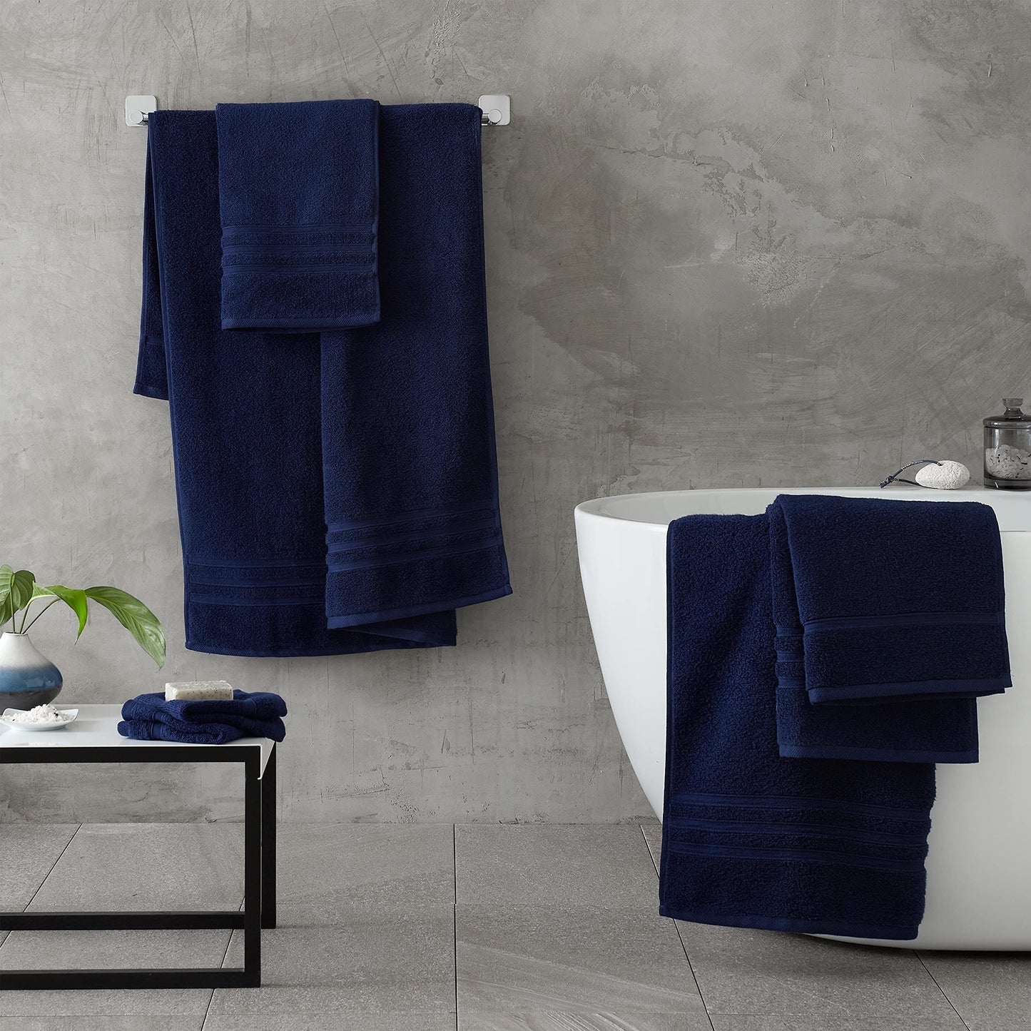 Catherine Lansfield Zero Twist Cotton 30x30cm Face Cloth Pair Navy Blue