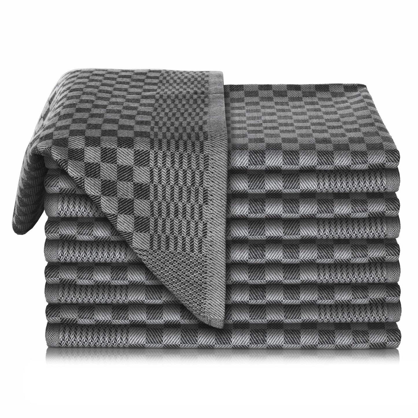 Vaily Premium Tea Towels Pack of 10 - Dry Towels Made of 100% Cotton Super Absorbent - Oeko-Tex Certified - 70 x 45 cm Black
