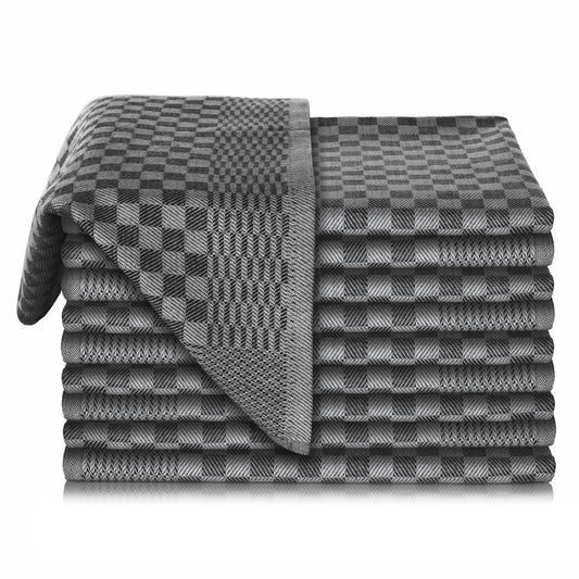 Vaily Premium Tea Towels Pack of 10 - Dry Towels Made of 100% Cotton Super Absorbent - Oeko-Tex Certified - 70 x 45 cm Black
