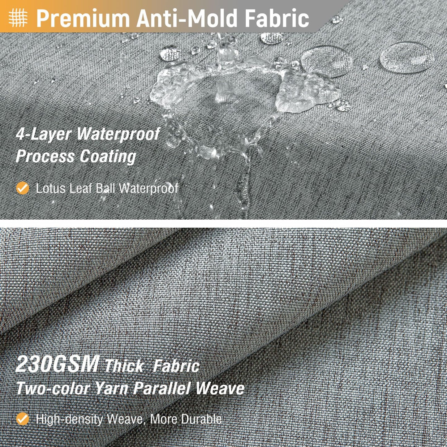 BTTN Long Linen Look Weighted Shower Curtain, Waterproof, 182x200cm, Grey