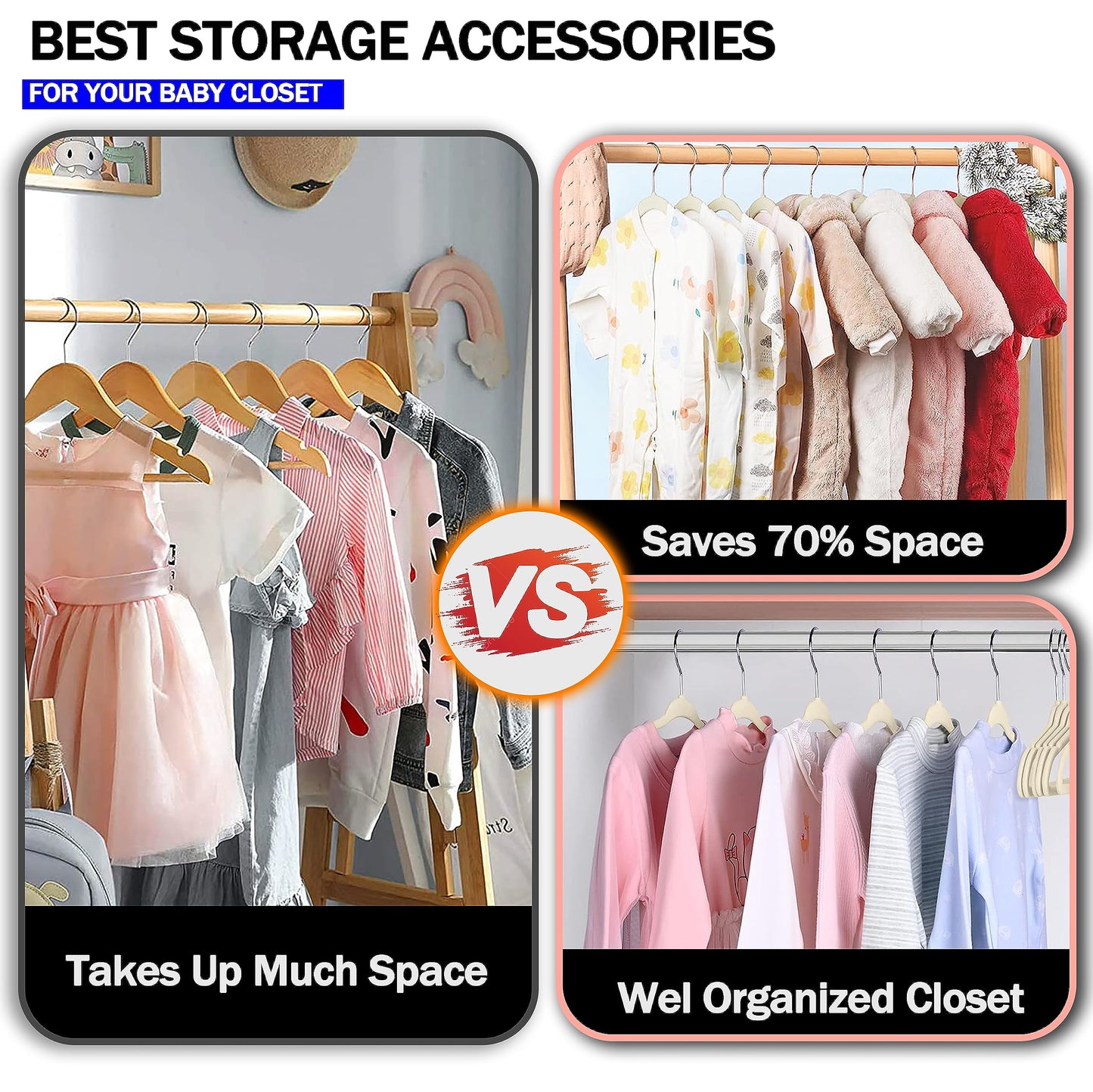 GVTECH Kids Hangers Velvet, [50 Pack] Children Cloth Durable Baby Hangers for Closet - Perfect Infant Toddler Kid Hanger for Everyday Use