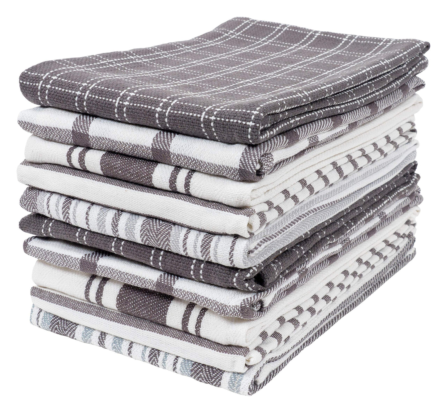 KAF Home Assorted Flat Kitchen Towels | Set of 10 Dish Towels, 100% Cotton - 18 x 28 inches | Ultra Absorbent Soft Kitchen Tea Towels