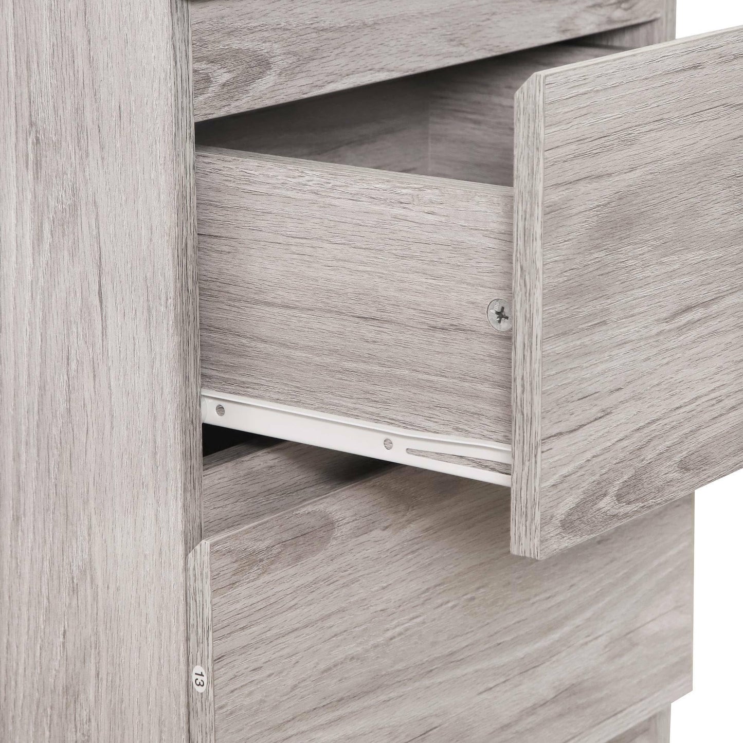Julian Bowen Jupiter Bedside Table, 2 Drawer, Grey Oak - H56.5 x W45cm