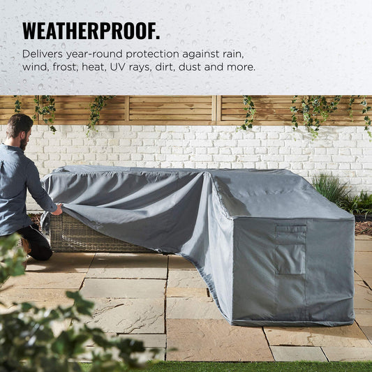 VonHaus Waterproof Garden L-Shape Sofa Cover ? Large Premium Heavy Duty, Breathable 420D Oxford Fabric Protection for Garden Sofas (H75 x W298/220 x