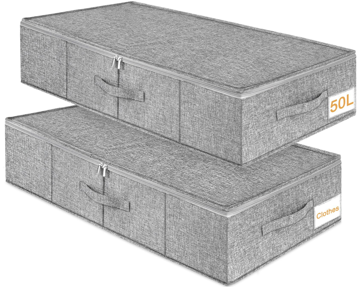 JUPELI 50L Under Bed Storage Boxes with Lids, 2 Pack, Grey