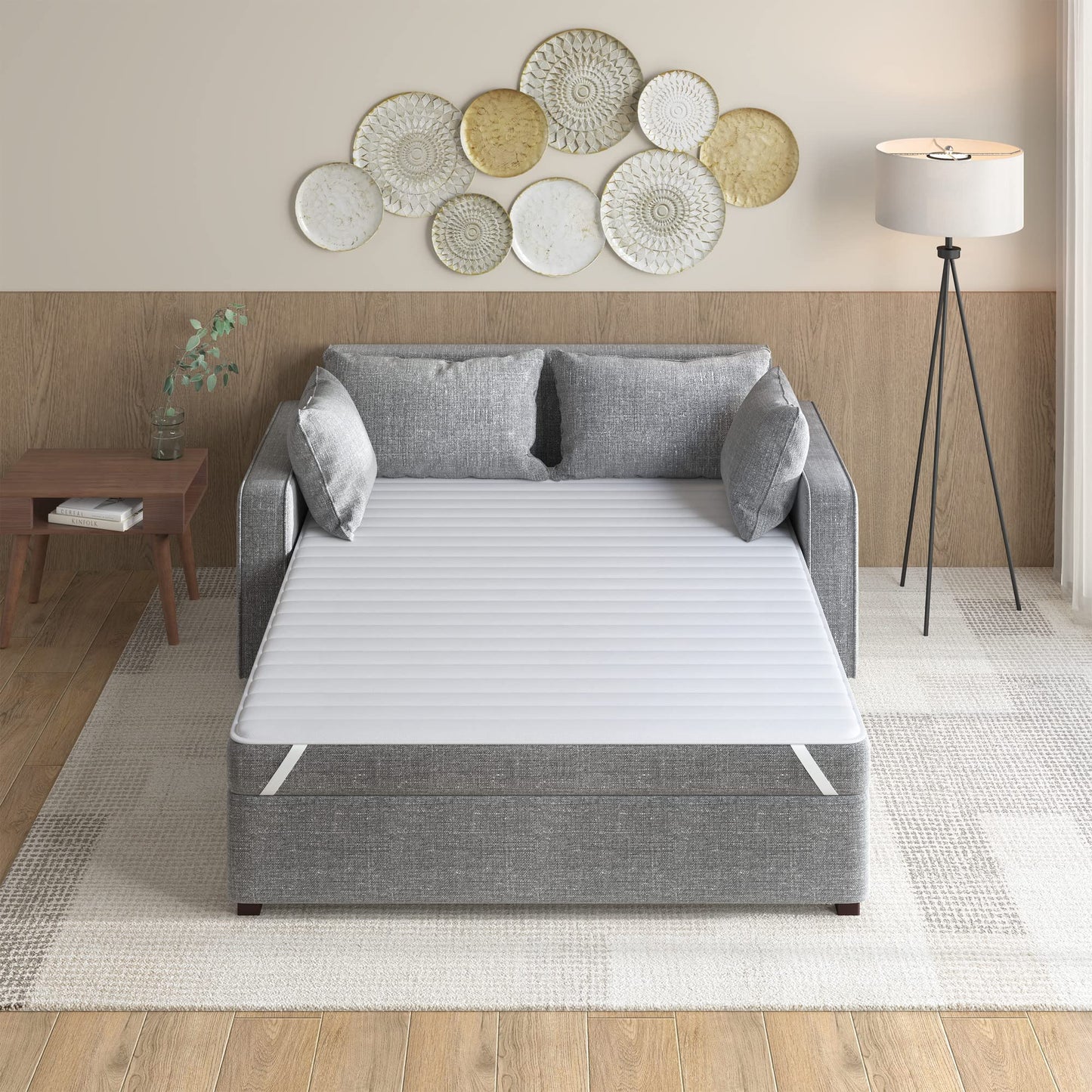 Madison Park Essentials Frisco Waterproof Sofa Bed Mattress Pad, Microfiber - All Over Elastic Mattress Protection Cover, Full 54x72", White