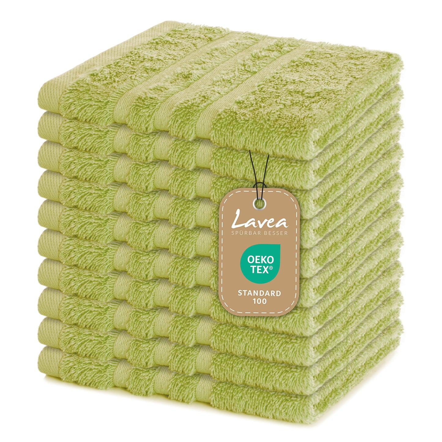 Lavea® Set of 10 Terry Towels, 30 x 30 cm, 100% Cotton Terry 500 g/m², Guest Towels and Small Wash Mitts, Easy Care at 60 °C, Terrycloth Series Elena