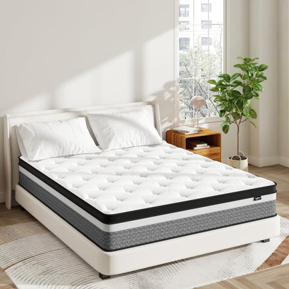 Bednew Hybrid Mattress, Single-Size 32cm 3FT, Medium Firm, Memory Foam & Individually Pocket Spring for Pain Relief, Mattress in a Box