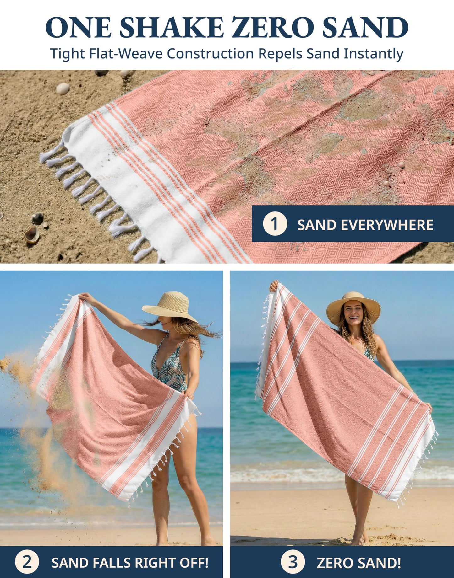 LANE LINEN Beach Towels 6 Pack, Cotton Rich Oversized Towel, Pre-Washed, Stylish Pool Towels For Adults, Quick Dry