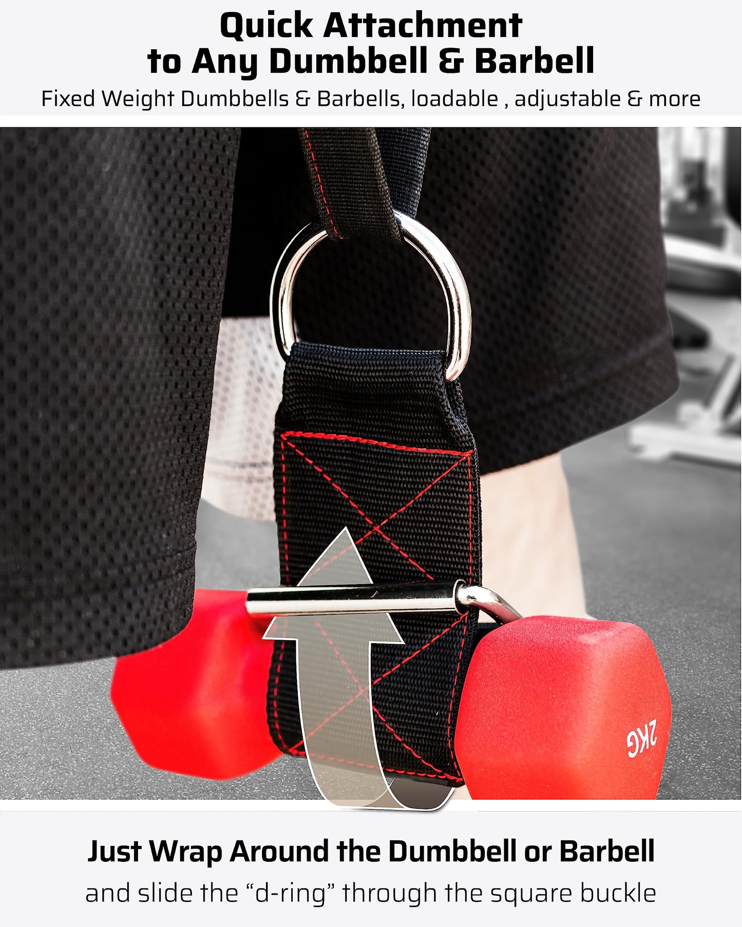 THEFITGUY Dumbbell & Barbell Loading Straps | Attachment Straps for Dips, Pullups, Squats | Ultra Strong, Heavy Duty & Secured | Attach any Dumbbell &