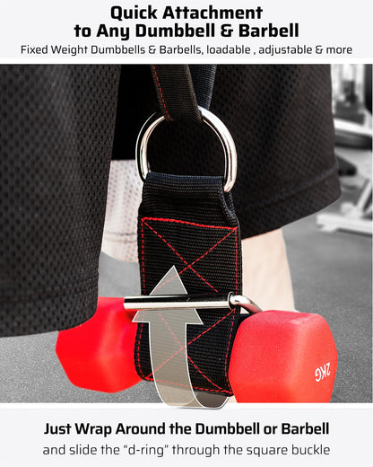 THEFITGUY Dumbbell & Barbell Loading Straps | Attachment Straps for Dips, Pullups, Squats | Ultra Strong, Heavy Duty & Secured | Attach any Dumbbell &