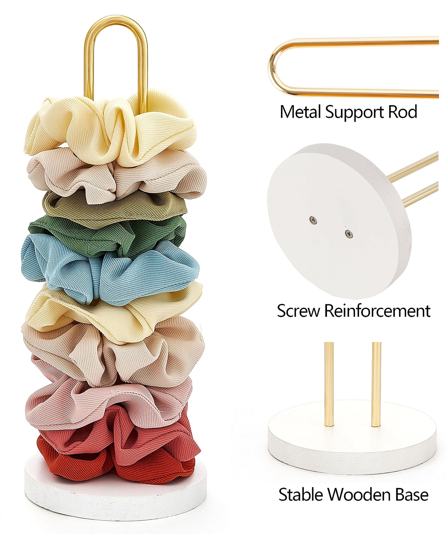 Mkono Scrunchies Holder Stand Hair Accessories Organizer Gold White Metal Scrunchies Tower Hold 25