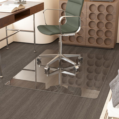 NEUWEABY Tempered Glass Chair Mat for Carpet, Office/Home, 90x115cm Clear Computer Floor Mat with 4 Anti-Slip Pads