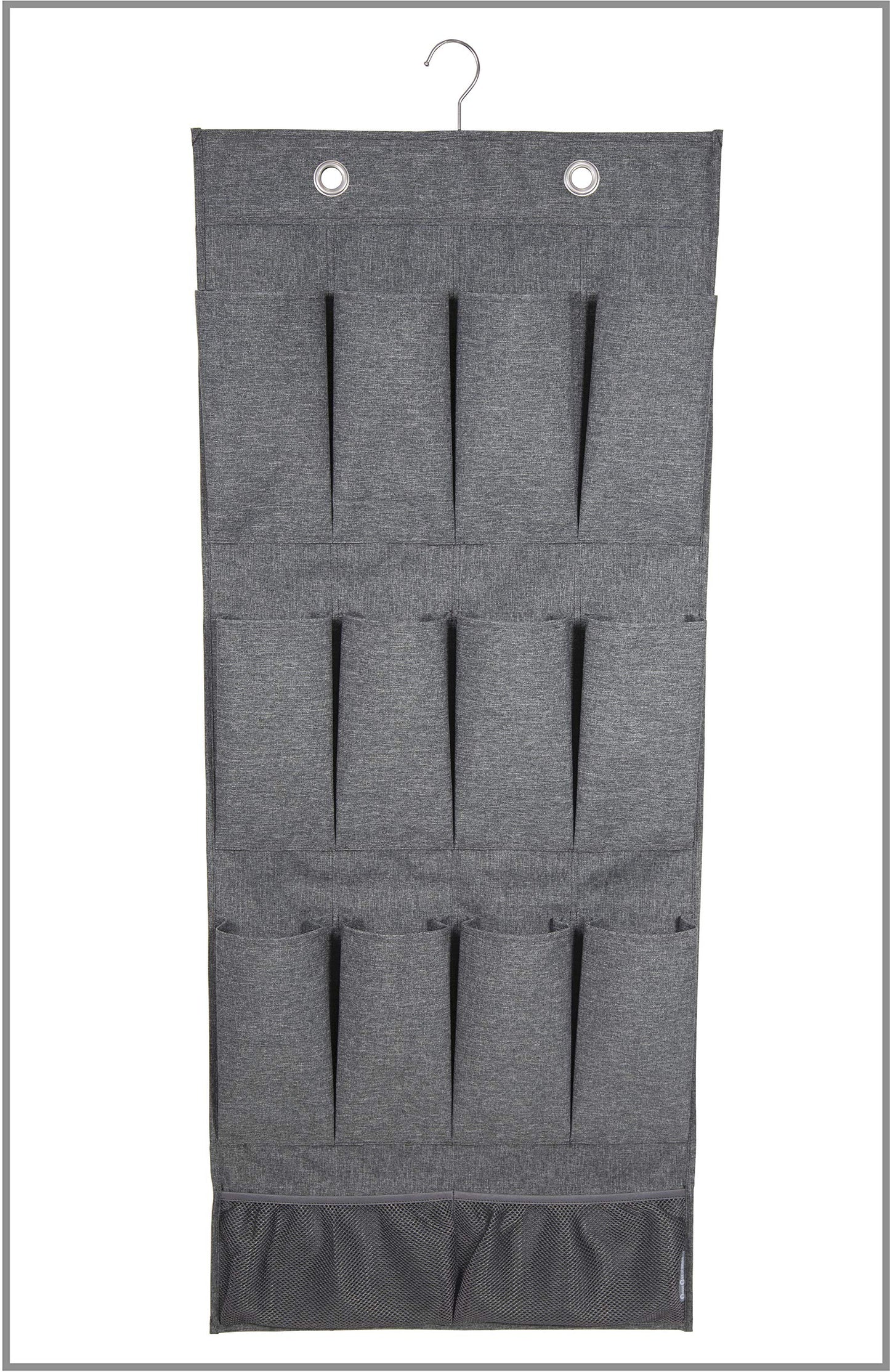 Bigso Box of Sweden Hanging Storage Organiser with 12 Storage Compartments - Hanging Storage for Wardrobe with Hook and Metal Eyelet Fastening