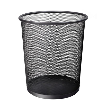 KEPLIN Round Trash Can Bin - 1 Pack Charcoal Black Non-slip Mesh Bins | Waste Paper Bin | Sturdy Metal Bin Indoor Waste Bin for Home, Bedroom, Office