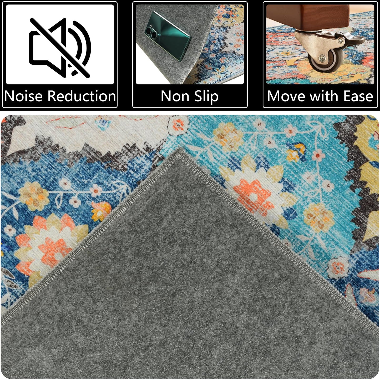 Famibay Office Chair Mat for Hardwood Floor 90x120cm Chair Floor Protection Mat Non Slip Rubber Computer Desk Chairs Mats for Hard Floors Home Office