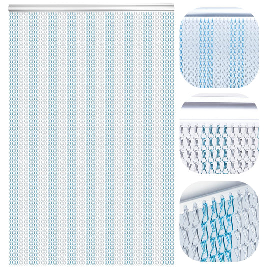 LYMMIYTC Chain Curtain Door Screens 90 x 200cm Aluminium Chain Curtain for Doorways Decoration, Metal Fly screens Insect Blinds Pest Control (Blue &