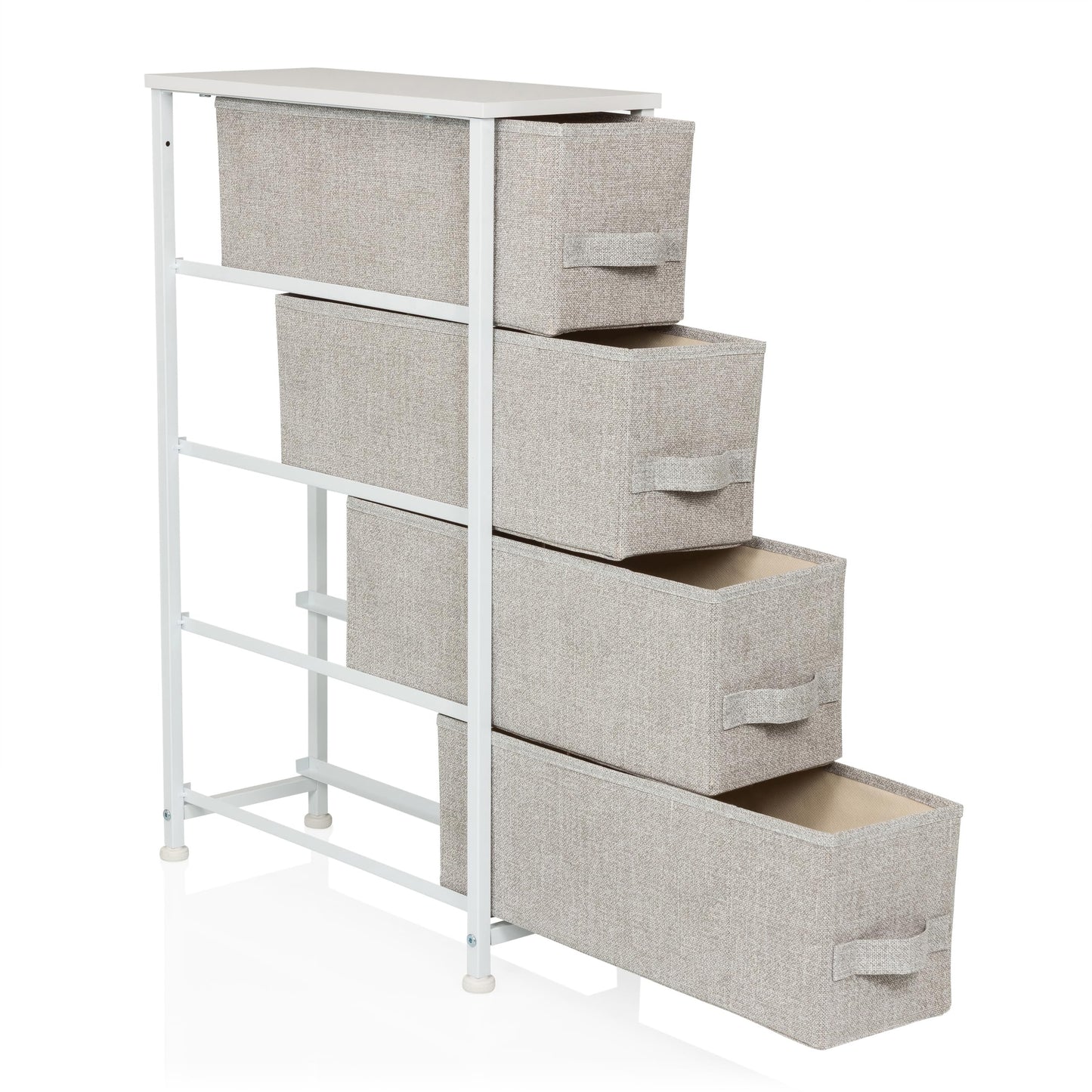 hjh LIVING Chest of drawers with 4 fabric drawers FOLDRESS S 20x48x76 cm Chest of drawers organizer, height-adjustable foot glides, metal frame, grey