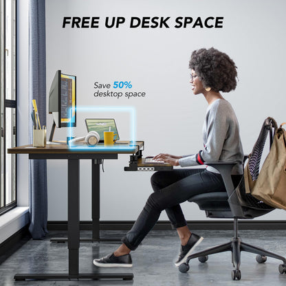 Keyboard Tray Under Desk Pull Out with Extra Sturdy C Clamp Mount System, 694 838 mm Including Clamps x 300 mm Slide-Out Platform Computer Drawer