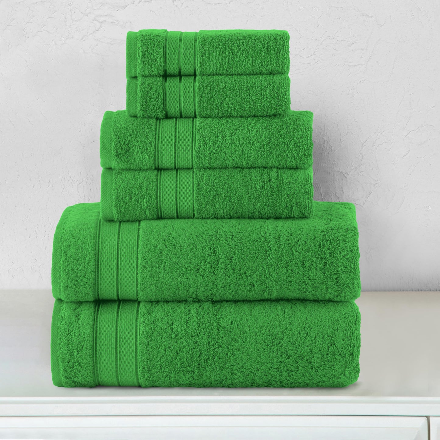 Elegant Comfort Luxury 6-Piece Towel Set, Premium Soft 100% Turkish Cotton, Three Line Popcorn Design 2 Bath Towels