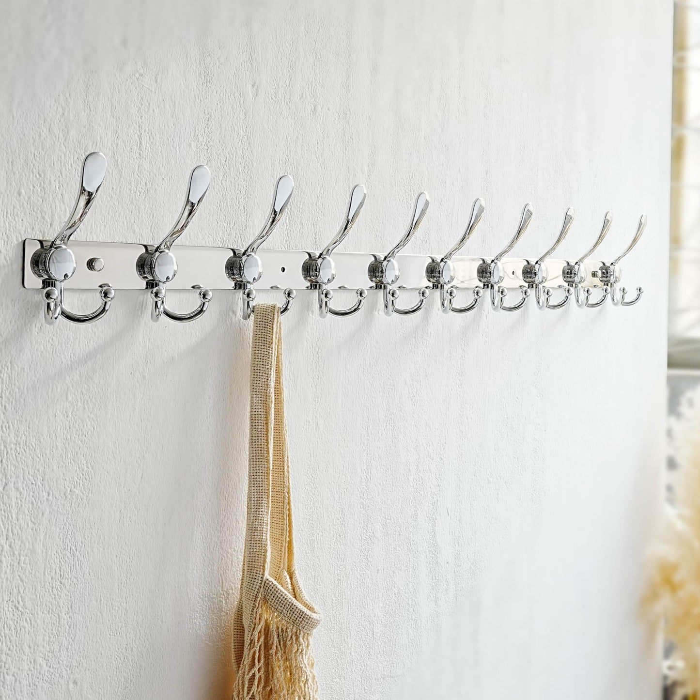 Dseap Coat Rack Wall Mount 94cm, Heavy Duty 2.5mm Base vs Flimsy 1mm, Double-Thick Solid Anti-Snap Hooks