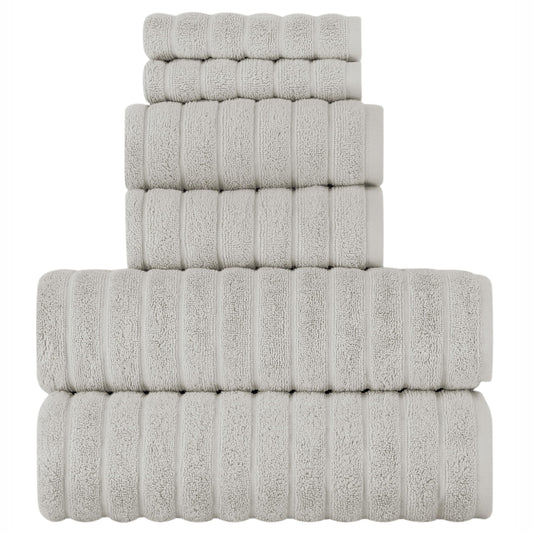 BERIBO Turkish Towel Set 100% Cotton (Cloud) 6 Pieces, 620gsm (Sahara)