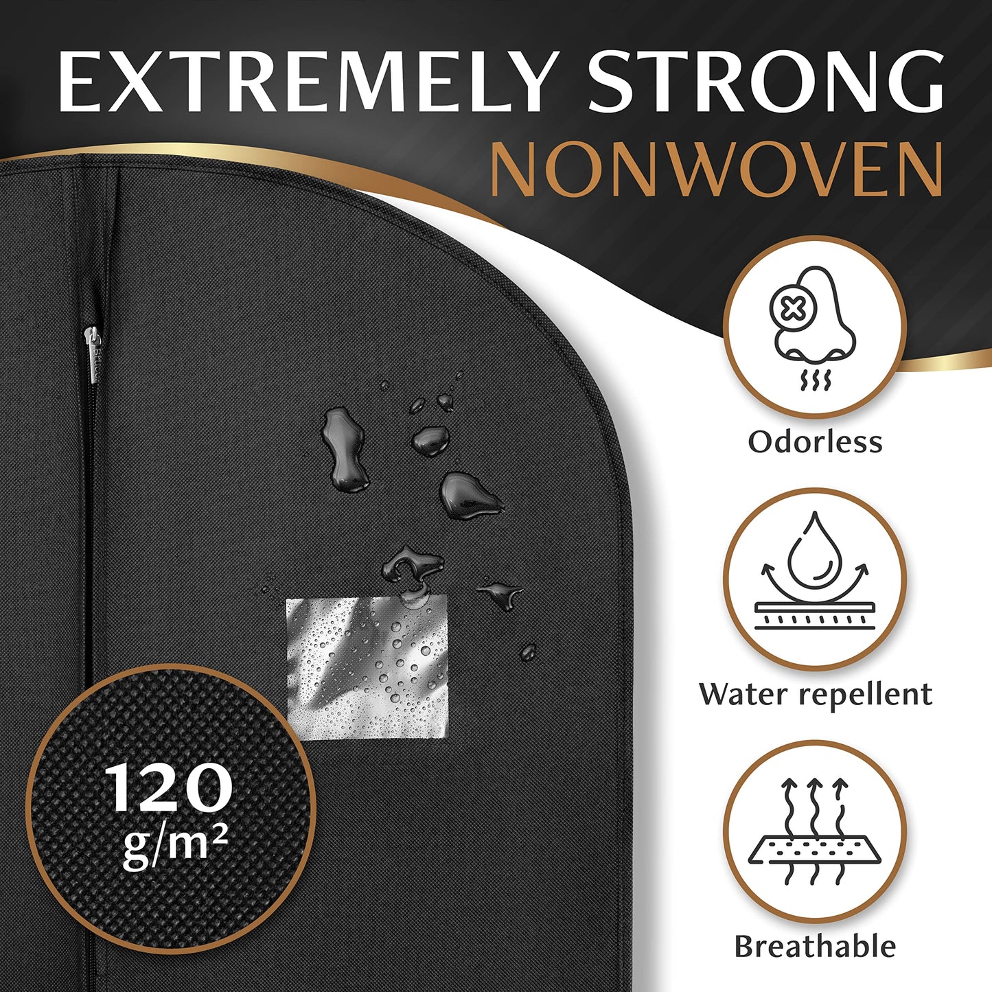 Bruce.® 5x Garment Bags 100x60 cm – Black