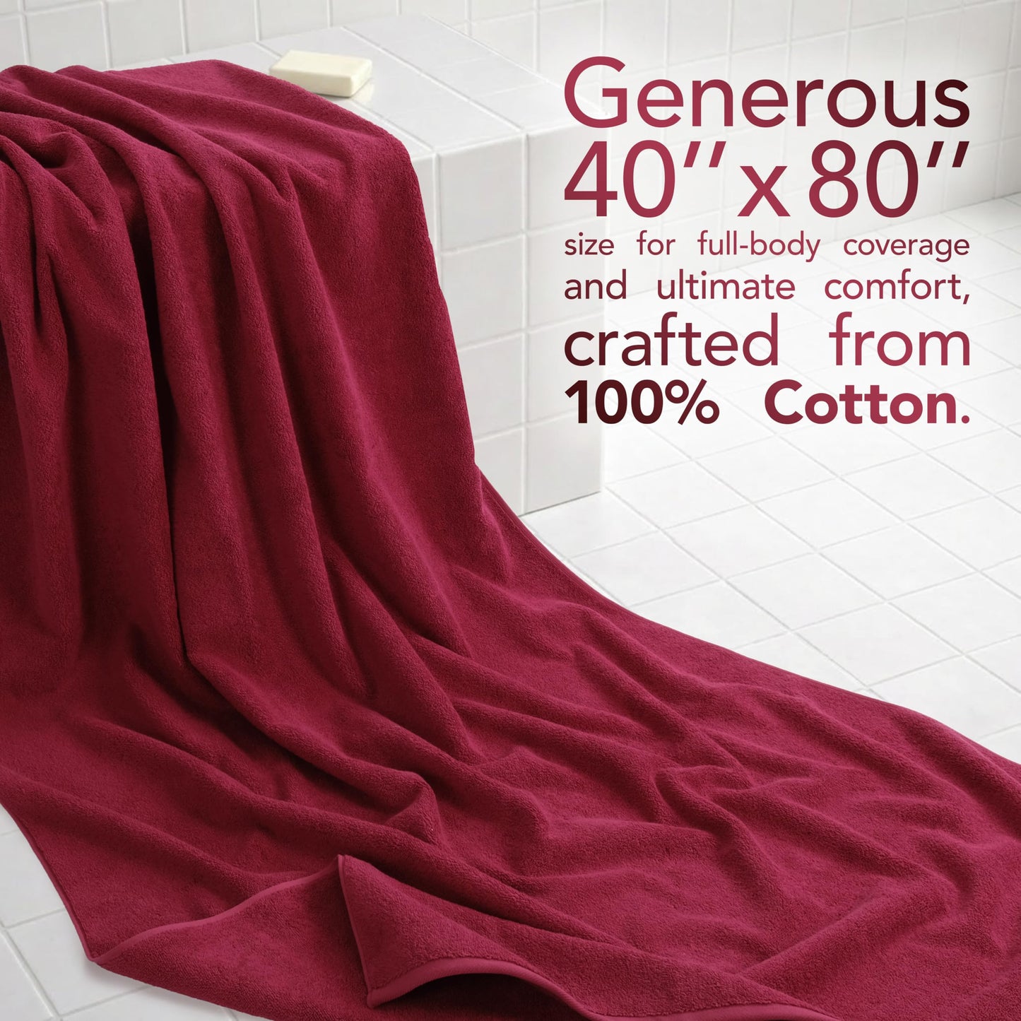 American Soft Linen Oversized Bath Sheet 40x80 Extra Large for Bathroom, 100% Cotton Turkish Jumbo Bathsheet Towels for Adults Bordeaux Red Bath Sheet