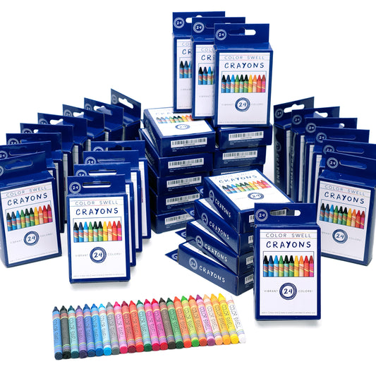 Color Swell Crayons Bulk Packs - 36 Boxes of 24 Vibrant Colored Crayons of Teacher Quality Durable Classroom Pack for Kids Students Party Favors