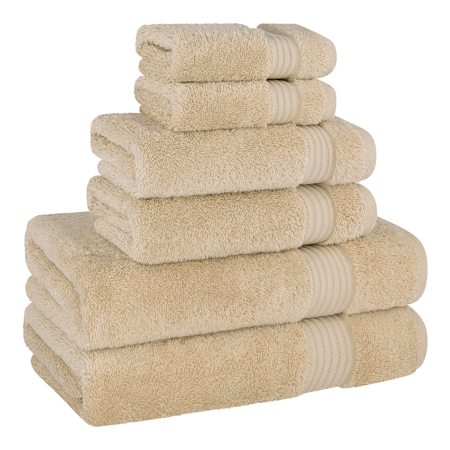 Cotton Paradise 6 Piece Towel Set, 100% Turkish Cotton Soft Absorbent Towels for Bathroom, 2 Bath Towels 2 Hand Towels 2 Washcloths