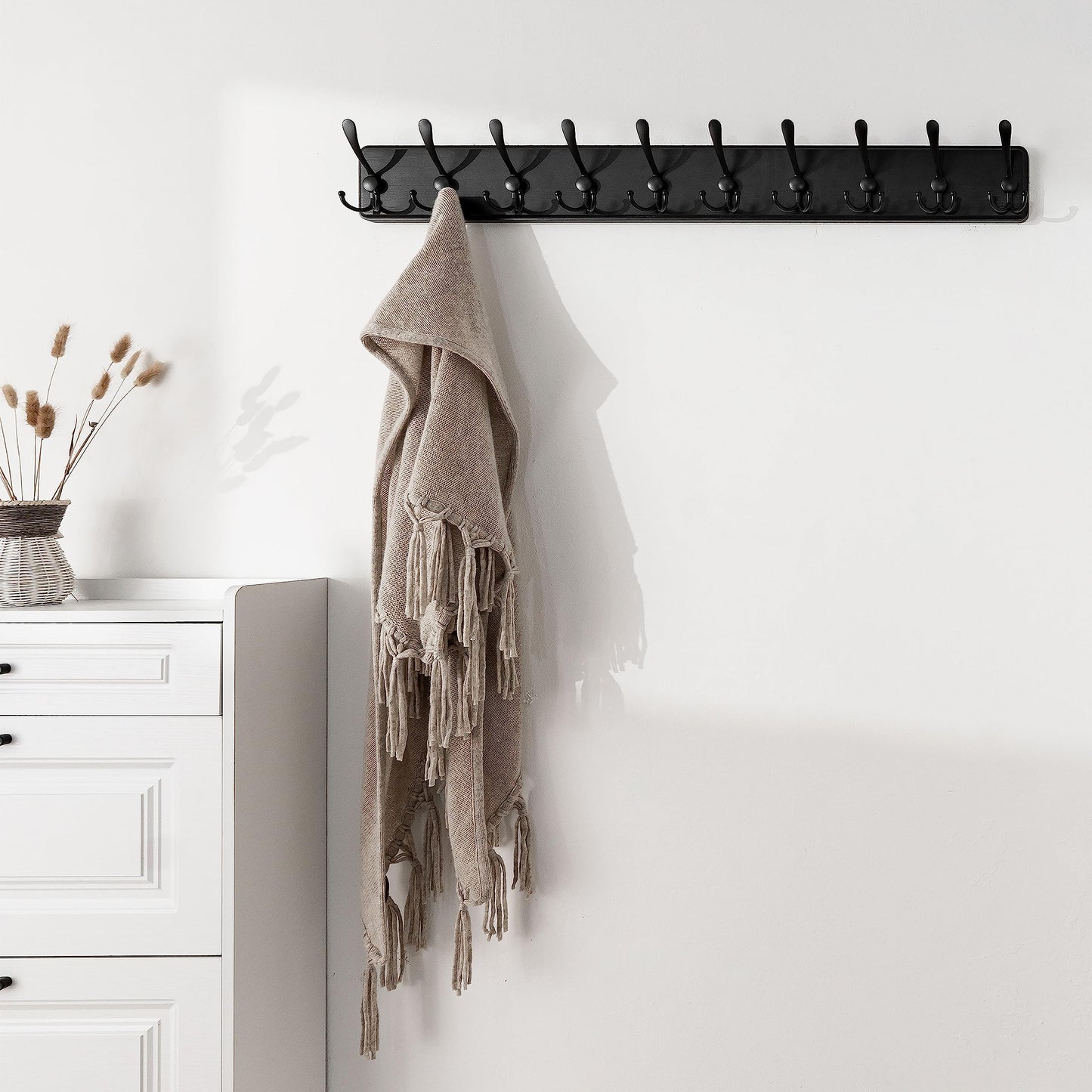 SKOLOO Coat Rack Wall Mounted - 38.3'' Long, Pack of 2, Wooden, Heavy Duty, Rustic Coat Hooks for Wall